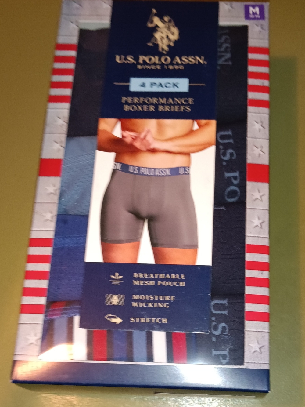 U.S. Polo Assn. Men's Performance Boxer Briefs - Gray and Navy, 4-Pack